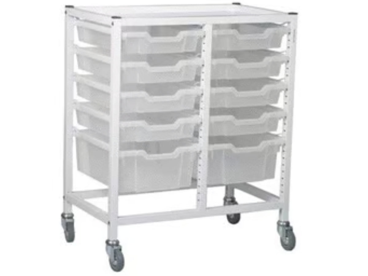 Gratnells Compact Double Storage Trolley with 10 Trays