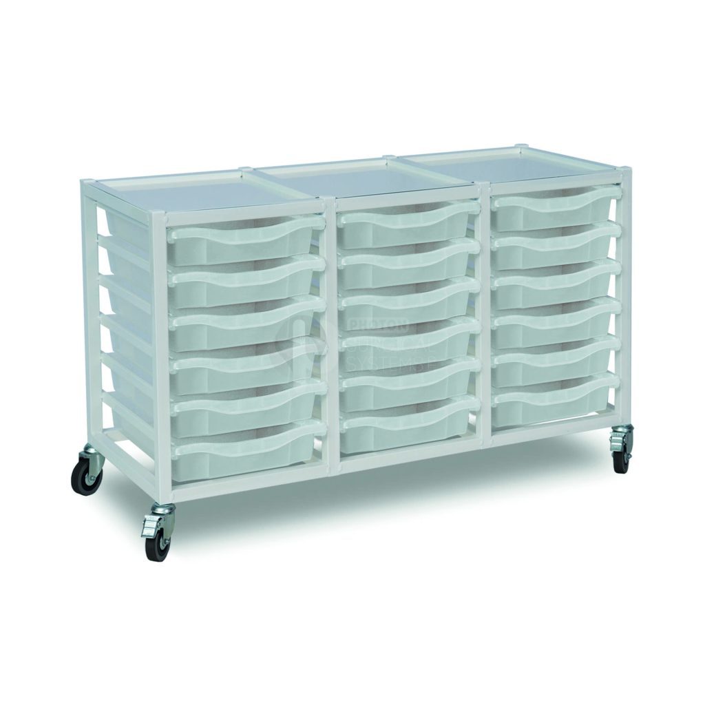 - Trolley Monarch Medical Grade Single Column Metal Storage Trolley 18 Translucent Trays