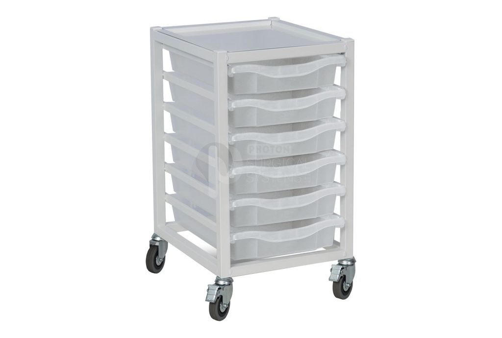 - Trolley Monarch Medical Grade Single Column Metal Storage Trolley 6 Translucent Trays