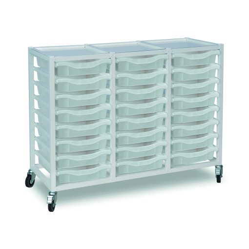 - Trolley Monarch Medical Grade Triple Column Metal Storage Trolley 24 Translucent Trays